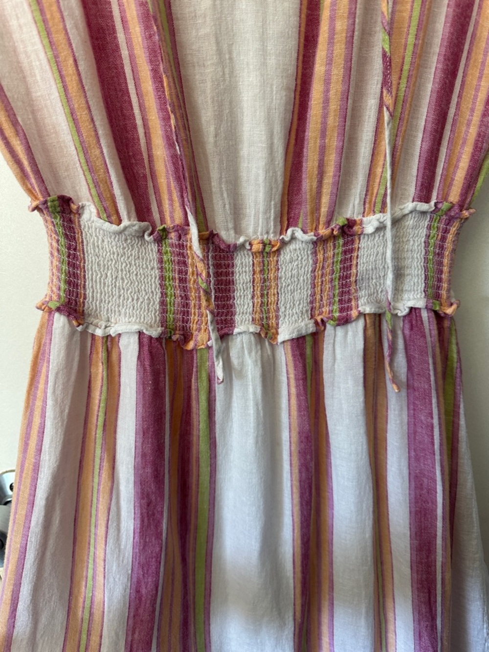 Rails Pink & Cream Striped Smocked-Waist Midi Spring/Summer Dress - Picture 6 of 12